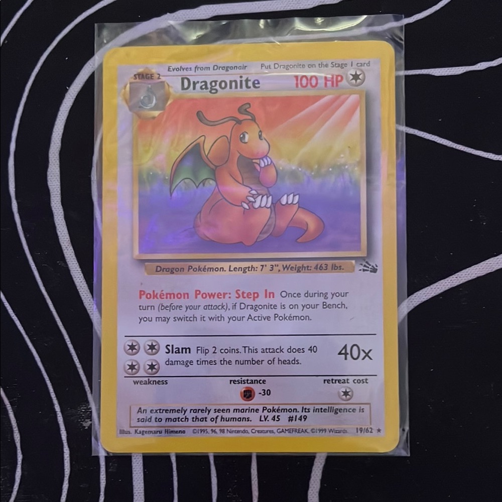 Pokemon Dragonite Trading Card - Yellow and Orange
